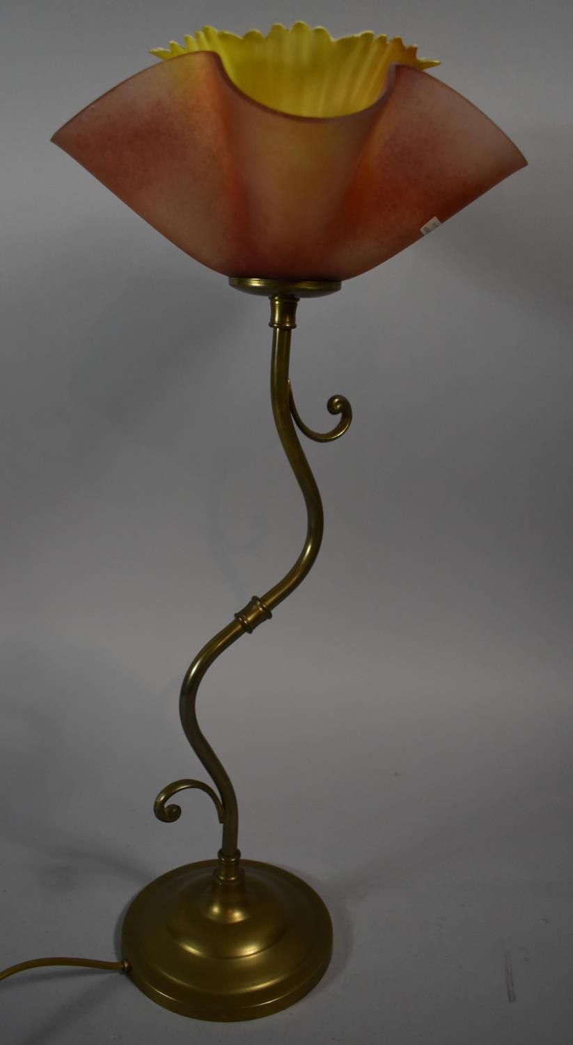 A Modern Metal Table Lamp with Opaque Glass Shade in the Form of a Flower, 53cm high - Image 2 of 2