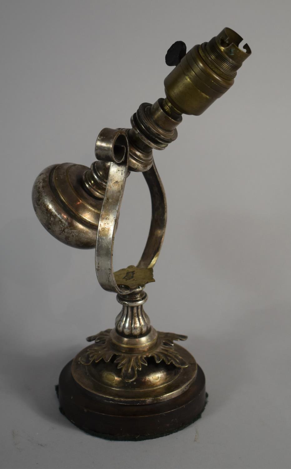 A Heavy Gimballed Ships Table Lamp, Now Converted to Electricity, 31.5cm High - Image 2 of 2