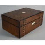 A Late 19th Century Walnut Work Box with Banded Inlay Decoration, 25cm Wide