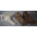 A Pair of Lion Mask Wall Sconces and One Single Composition Wall Sconce, 42cm High
