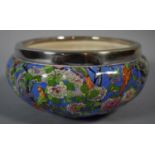 A Mid 20th Century Silver Plate Bowl Decorated with Exotic Birds and Flowers, 22cm Diameter