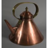 A Copper and Brass Circular Kettle in the Arts and Crafts Style, 24cm High