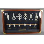A Modern Brass Mounted Wall Hanging Diorama, The Mariner's Knots, 47cm wide