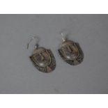 A Pair of Pressed Silver African Mask Earrings, Stamped 925, 4cm high