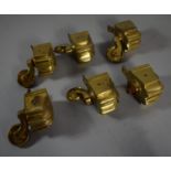 A Set of Five Modern Brass Claw Furniture Casters Together with One Other Missing Wheel, 3.25cm