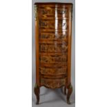 A French Style Ormolu Mounted Burr Walnut and King Wood Seven Drawer Serpentine Front Wellington