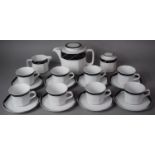 A Mid/Late 20th Century Black and White Fine Porcelain Tea Set to Include Eight Saucers, Eight Cups,