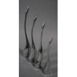 A Graduated Set of Four Aluminium Sculptures of Geese by Hoselton, Canada. Signed to Base, Tallest