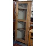 A Stripped Double Freestanding Corner Cabinet with Glazed Door, 69cm wide