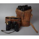 Two Pairs of Vintage Binoculars and Two Leather Binocular Cases
