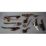 A Collection of Vintage Wooden and White Metal Mounted Pipes to include Rex Briar, Black Forest