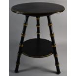 A Mid 20th Century Ebonised Gypsy Table with Turned Faux Bamboo Supports, 37.5cm Diameter