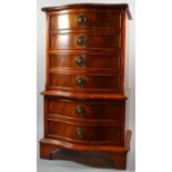 A Reproduction Mahogany Small Chest on Chest with Six Drawers, 42cm Wide