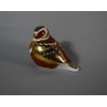 A Royal Crown Derby Imari Paperweight, Chaffinch, Gold Button
