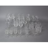 A Collection of Glasses to Include Set of Five Cut Glass Wines , Three Tumblers, Etched Sherry