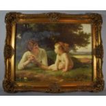 A Large Gilt Framed Textured Print, Mother and Child - Temptation, After A W Bouguereau, 1880,