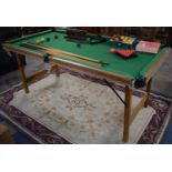 A Modern Snooker Table with Folding Legs Complete with Snooker and Pool Balls, Cues and Rests and