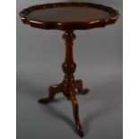 A Small Circular Pie Crust Tripod Wine Table, 38cm Diameter