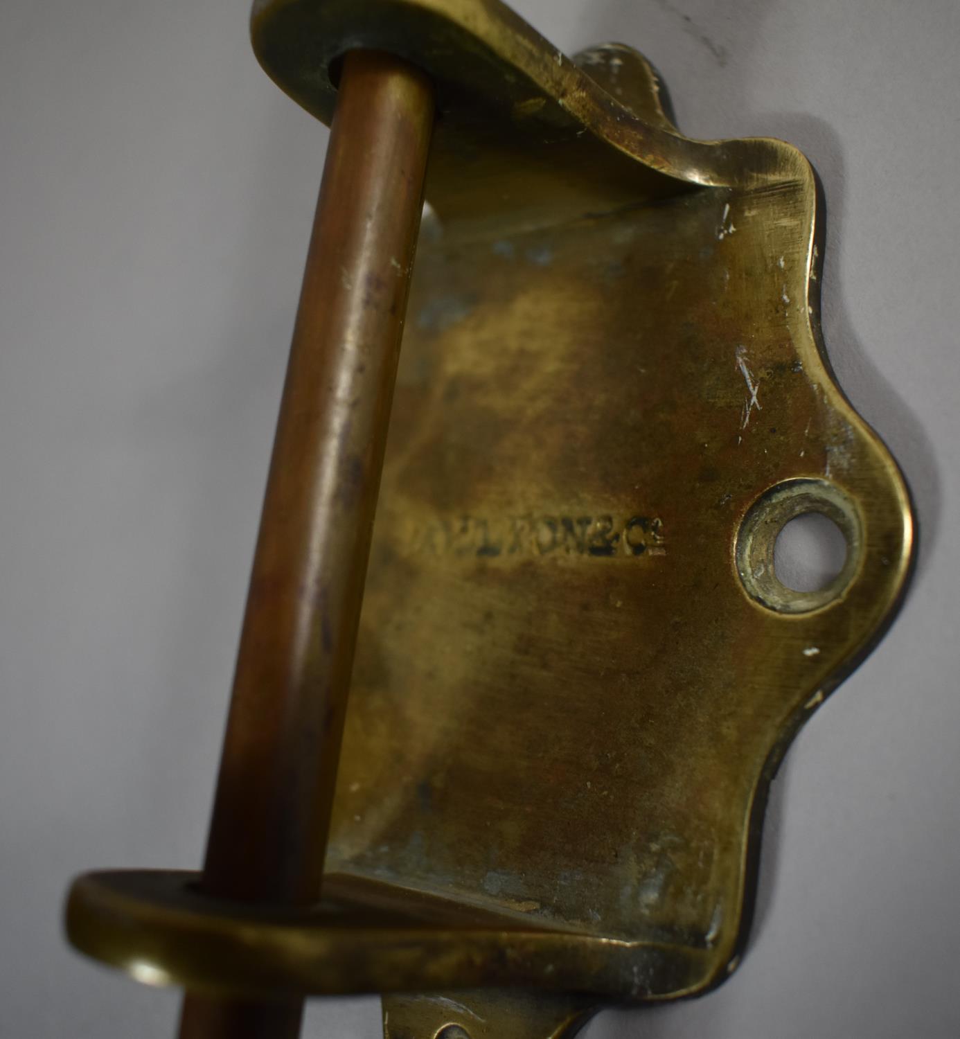 A Doulton and Co. Brass and Metal WC Flush Pull Bracket Together with a WC Handle Inscribed "Pull" - Image 2 of 3