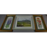 A Pair of Framed Botanical Prints and a Framed Acrylic, Shropshire Landscape by Shirley Wade