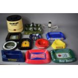 A Collection of Plastic Pub Advertising Ashtrays to include Gordons Dry Gin, Touborg Gold,