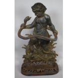 A Coalbrookdale Style Cast Iron Stick Stand in the Form of Hercules Grappling a Snake, 81.5cm High