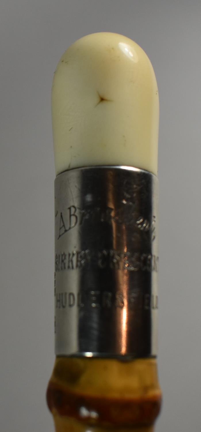 A Silver Mounted Marine Ivory Handled Thornwood Walking Stick Inscribed A Broadbent, Huddersfield - Image 3 of 5