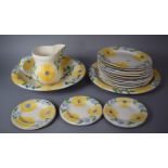 A Collection of Suzanne Katkhuda Studio Pottery, Sunflower Design, Plates, Side Plate, Serving