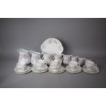 A Royal Adderley Silver Rose Tea Set to Comprise Five Cups, Six Saucers, Six Side Plates,