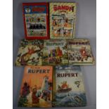 A Collection of Five Vintage Rupert Annuals c.1950 Together with Two Dandy Annuals