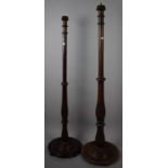 Two Oak Standard Lamps