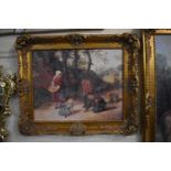 A Gilt Framed Textured Print After William Bromley, "A Game of Dibs", 49cm wide