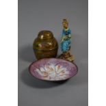 A Collection of Oriental Items to include Stoneware Study of Seated Stoneware Maiden, 17cms High,