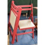 Two Pink Painted Folding Garden Chairs