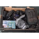 A Box Containing Vintage Photographic Equipment, Cameras etc