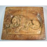 A Carved Wooden Panel Depicting Speared Dying Lion and InscribedHelvetiorum Fidei Ac Virtuti,