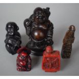 A Collection of Oriental Items to Include Resin Studies of Buddhas, Carved Hardstone Seal,