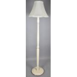 A White Painted Standard Lamp with Turned Reeded Support