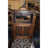 An Oak Gothic Style Bedside Cabinet, (Part Back Panel Removed), 44cm Diameter