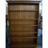 A Modern Pine Six Shelf Open Bookcase, 126cm wide