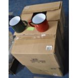 Four Boxes of Enamelled Mugs, New and Unused