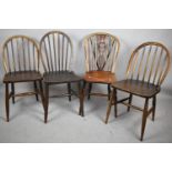 Three Hooped Spindle Back Kitchen Chairs to Include Ercol and One Fleur De Lys Spindle Back with Elm