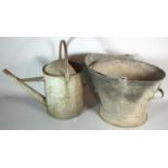 A Galvanised Mop Bucket and a Galvanised Watering Can