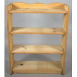 A Modern Pine Three Shelf Galleried Open Shelved Bookcase, 60cm wide