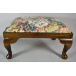 A Rectangular Footstool on Short Cabriole Supports, 40cm Wide