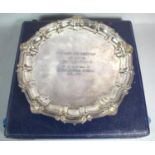 A Cased Presentation Silver Plated Salver Dated 1978