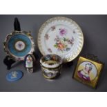 A Collection of Continental Porcelain to Include Framed Miniature Hand Painted Dresden Cabinet