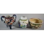 A Collection of Three Oriental Items to Include Japanese Ceramic Imari Pallet Koro, Small Famille