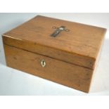 A Late 19th Century Oak Workbox with Inlaid Lacquered Crucifix, 27 Cm Wide