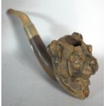 A Novelty Vintage Carved Pipe in the Form of a Bulldog, 19cms Long
